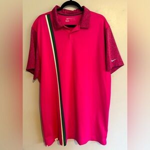 Nike Golf Men's Pink Dri-Fit Striped Short Sleeve Polo Shirt XXL